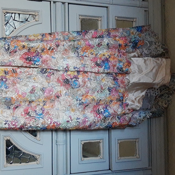 Pastel Lace Tie Dyed Rhinestone embellished gown. - Picture 2 of 8